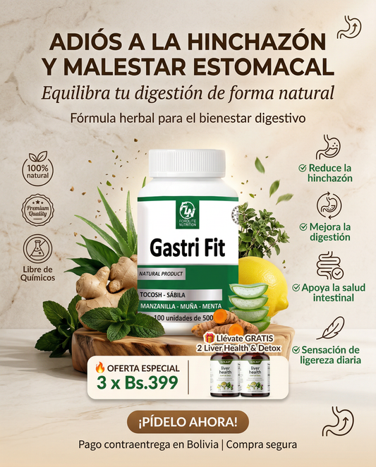 Gastri Fit - Cura la gastritis y elimina el Helicobacter pylori - Promo 3 frascos + regalo 2 Liver health