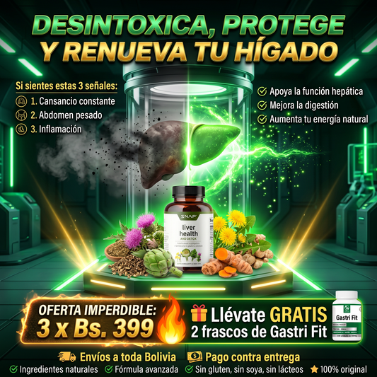 LIVER HEALTH®-DESINTOXICA TU HIGADO - Promo 3 frascos + regalo 2 frascos de gastrifit