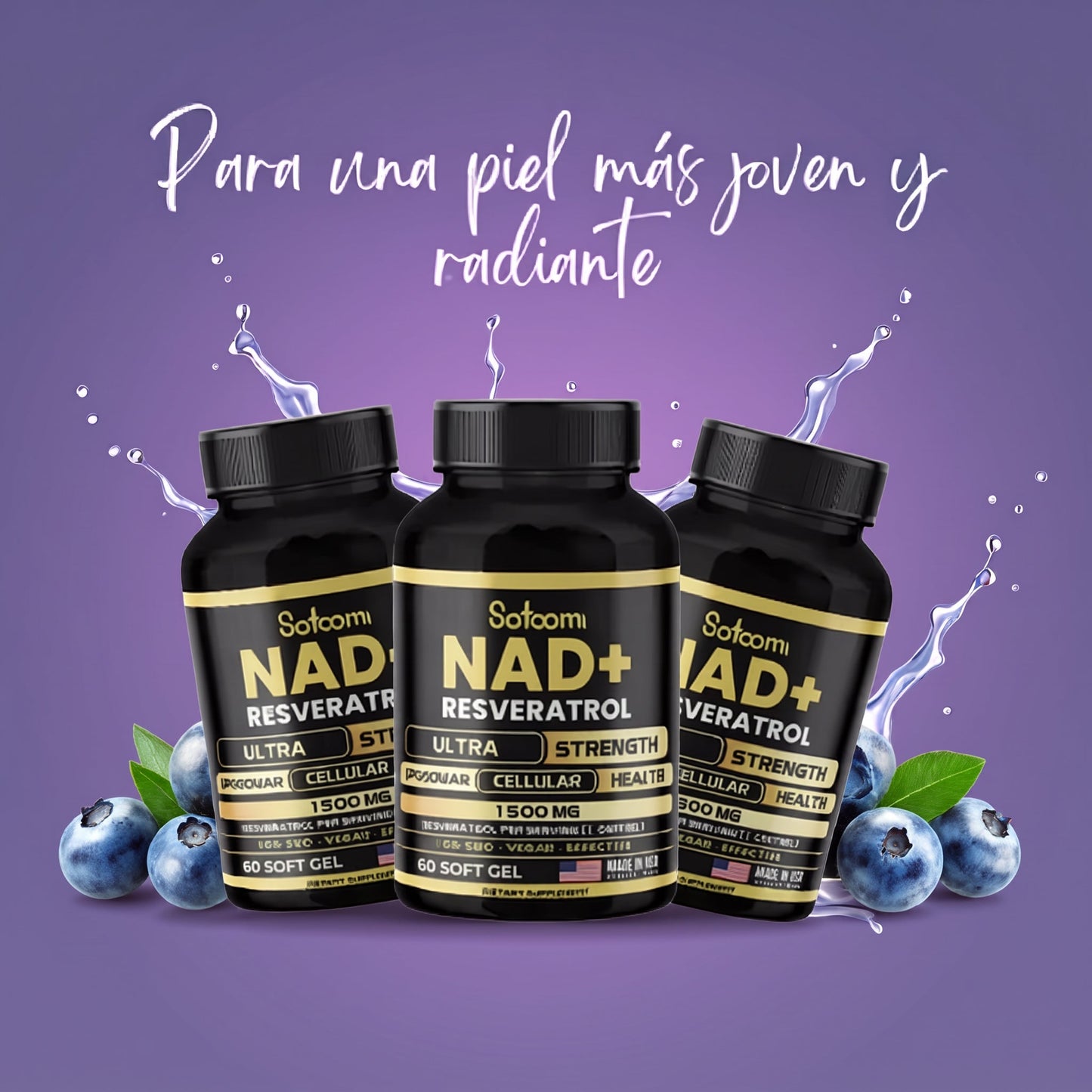 NAD + Resveratrol revitaliza tu cuerpo - Promo 3 frascos + regalo 2 frascos de Magnesium complex